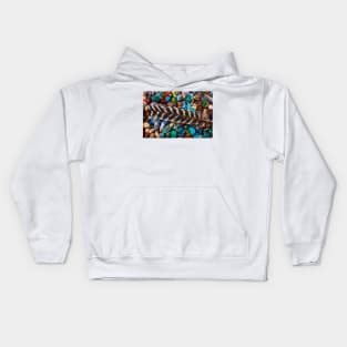 Feather With Dew On Colored Rocks Kids Hoodie